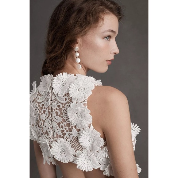 New Helen O'Connor Daisy Dress Mini Flare Open Back Floral Applique White Sz 14 - Picture 2 of 13